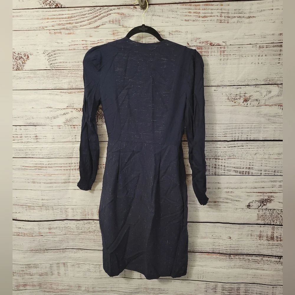 Rebecca Taylor S2 Silk/Wool Mavy Blue Wrap Dress
